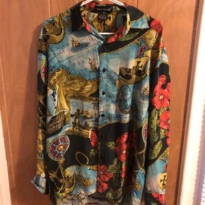 Men’s Silk Club Long sleeve Button Shirt Small